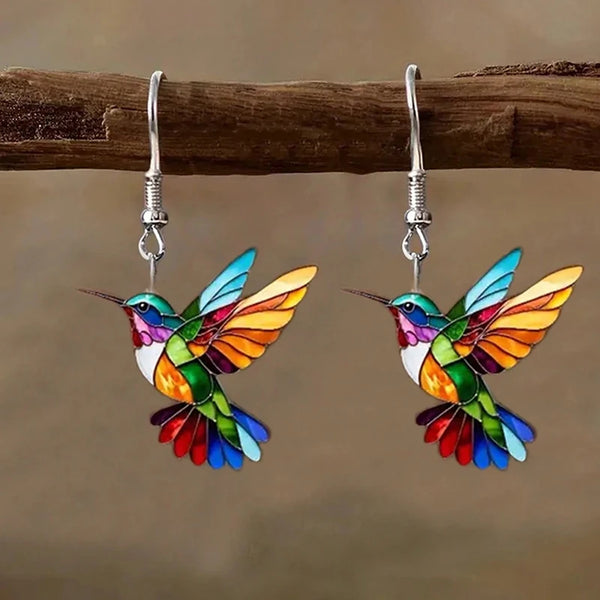 Acrylic Hummingbird Earrings For Women Colorful