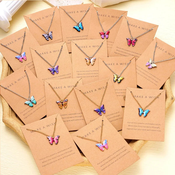 5 Pcs Fashion Boho Colorful Butterfly Necklaces Set for Women